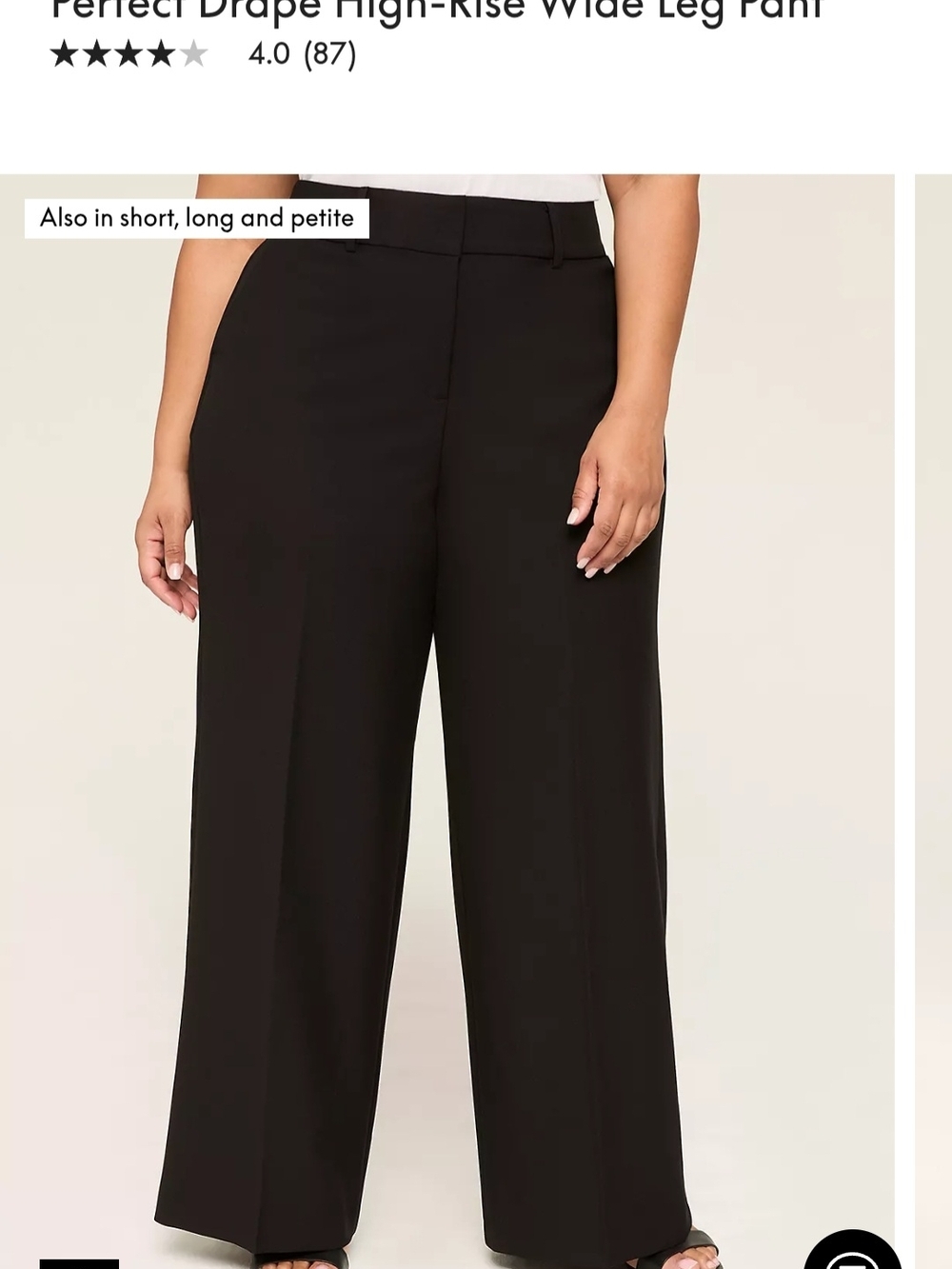 Lane Bryant SZ 18S Perfect Drape High-Rise Wide Leg Pant - Black